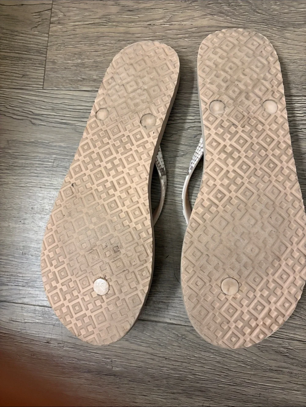 Tory Burch Neutral Snake-Print Logo Flip Flop Sandals